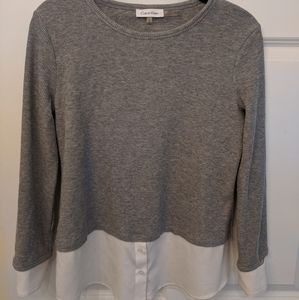 Calvin Klein Grey Cuffed shirt with White detail
